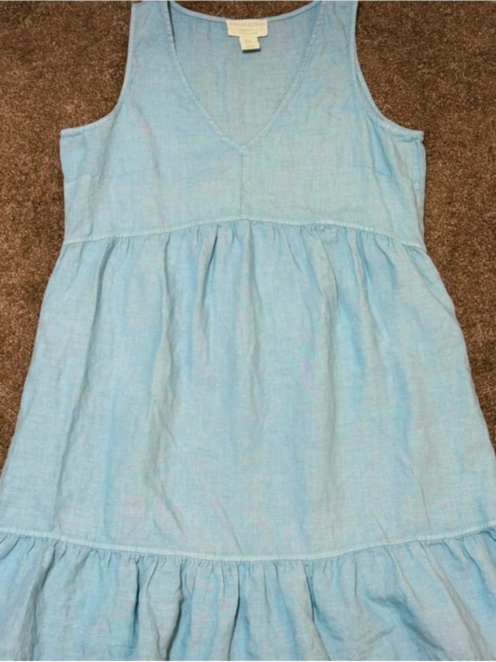 Cynthia Rowley Light Blue Sleeveless V-Neck Tiered Dress